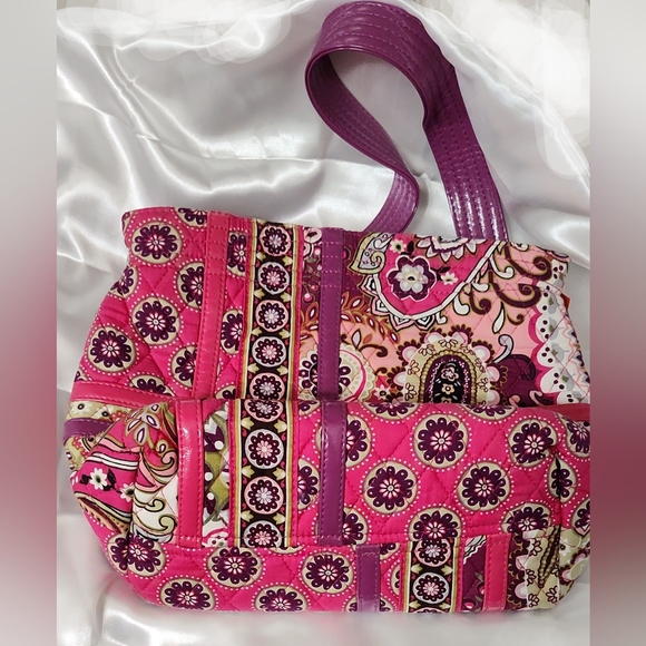 Vera Bradley Vintage Pinks And Purples  Bag Tote With Single Strap - Picture 9 of 9
